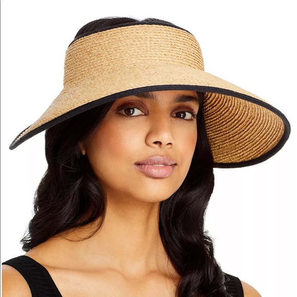 Helen Kaminski Accessories - Helen Kaminski Australia Mai Visor Woven Raffia in Natural/Midnight One Size